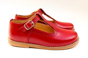 Women's Red T-Strap Shoes - Red Leather Shoes | Piccolo Shoes
